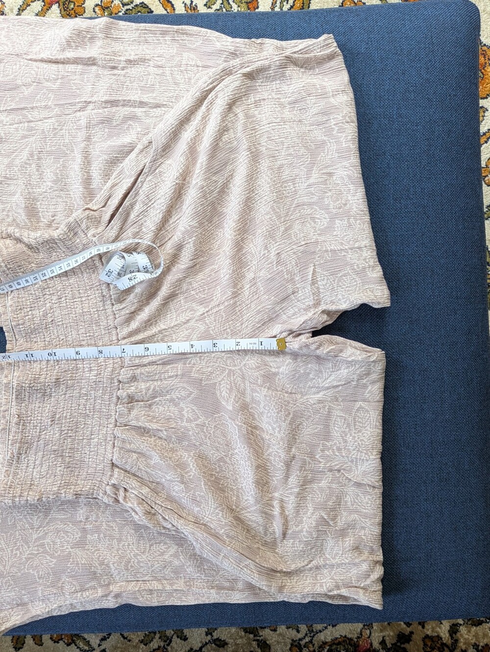 Sozy Felicia Wide Leg Paisley Floral Flowy Capri Pants in Taupe - Picture 12 of 13